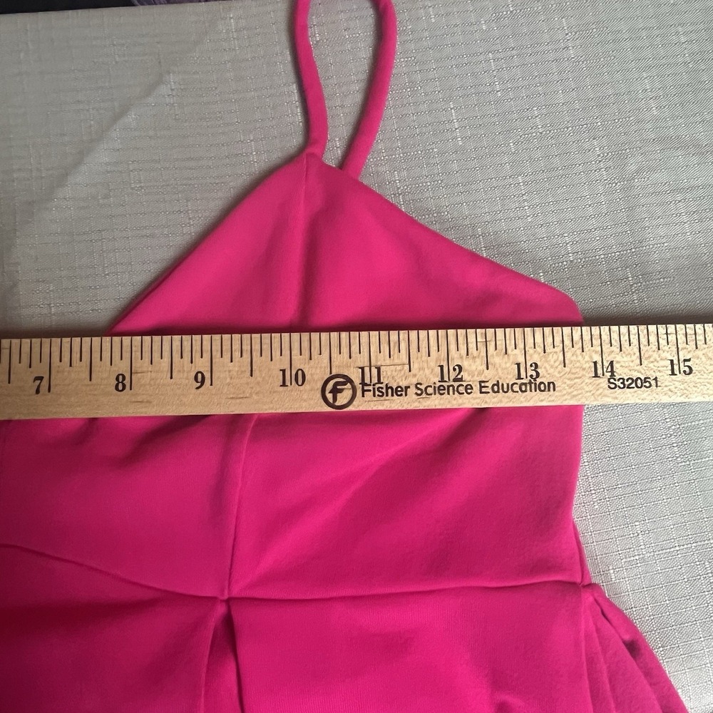 Susana Monaco Hot Pink V-Neck Pleated Fit and Flare Mini Dress Small Made in USA - Picture 8 of 8